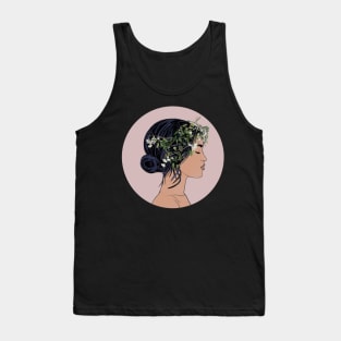 Beautiful asian woman minimalism flowers Tank Top